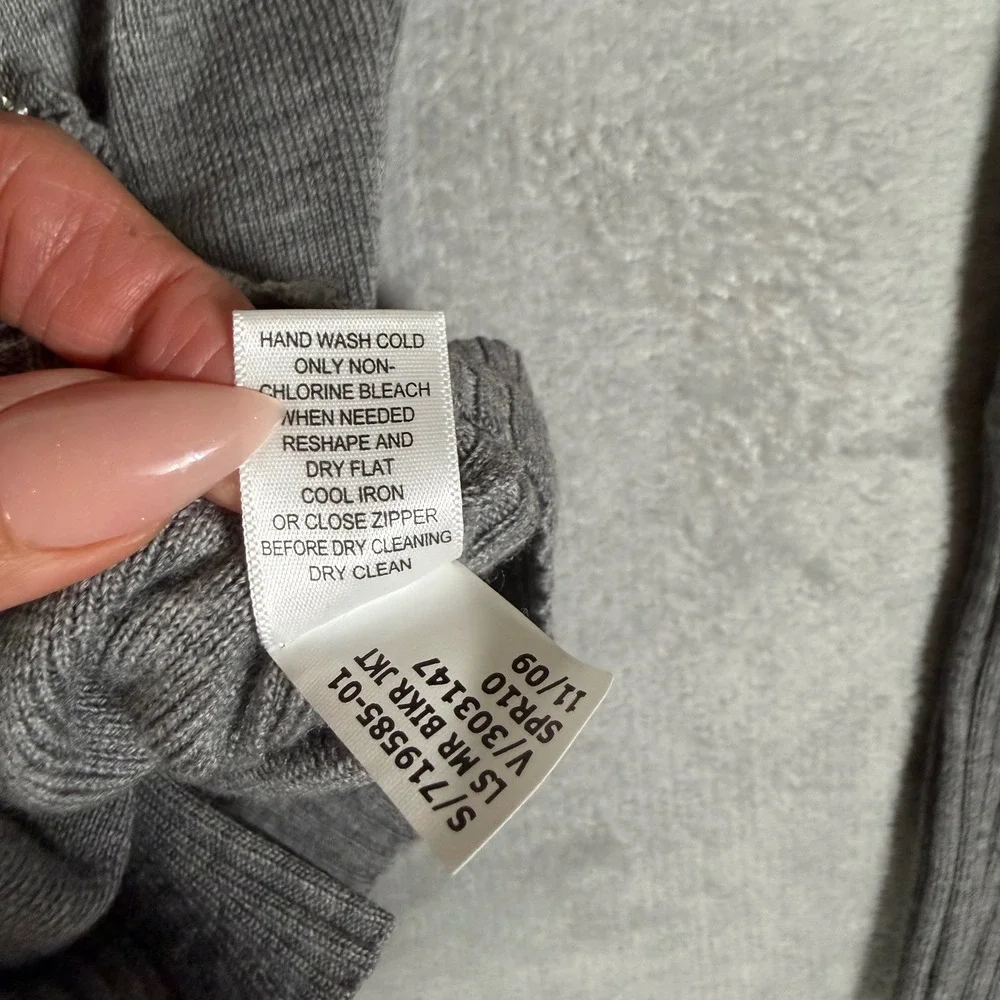 Banana Republic Gray 100% Wool‎ Moto Full Zip Cardigan Sweater 719585-01 XS